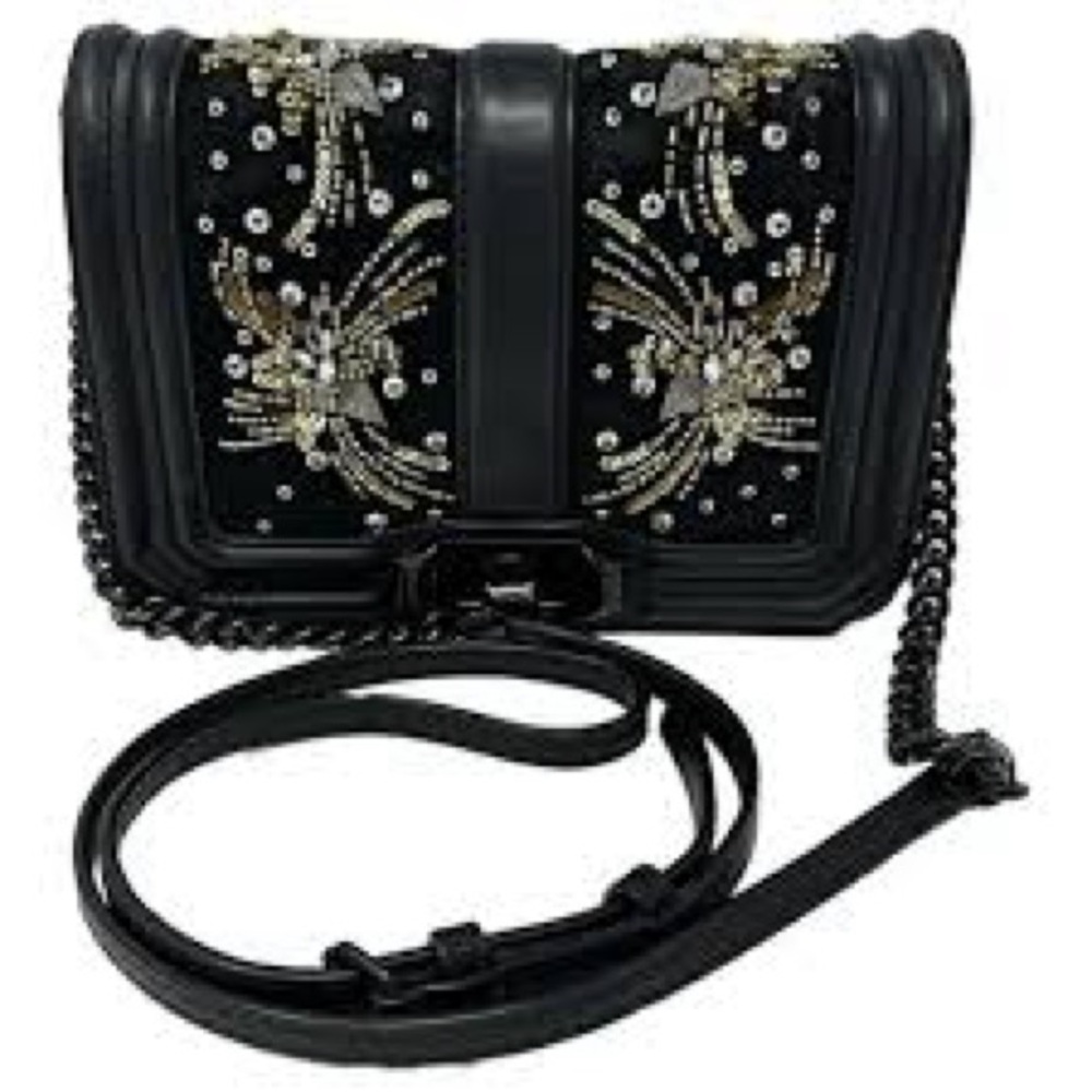 Rebecca Minkoff Small Love Black Crossbody Bag with Vintage Silver Details